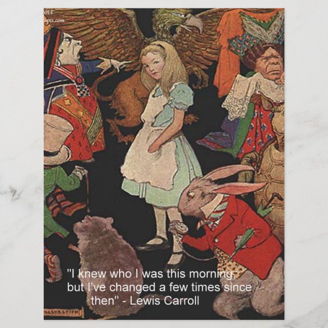Zitat von Lewis Carroll Illustration & Mind Change (Vorderseite)