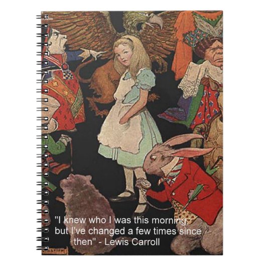 Zitat von Lewis Carroll Illustration & Mind Change Notizblock (Vorderseite)
