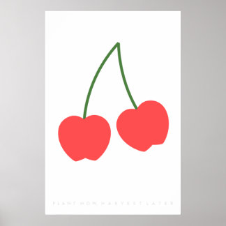 Zitat von Light Red Cherry Retro Poster der 60er J