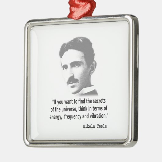Zitat von Nikola Tesla Silbernes Ornament (Links)