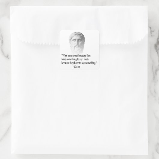 Zitat von Platon Quadratischer Aufkleber (Tasche)