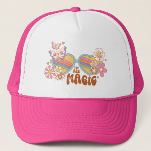 Zitat von Retro Daisy, Regenbogen und Schmetterlin Truckerkappe