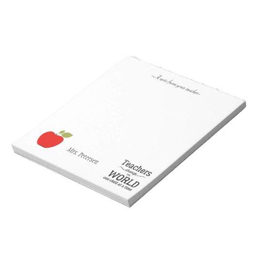 Zitat von Roten Apfeln und Ihr Lehrer Notizblock (Rotiert)