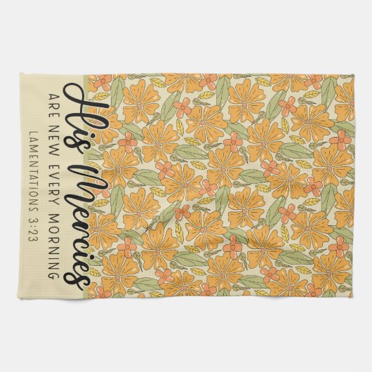 Zitat von Schriften, Bibelverse, Retro-Blumendesig Geschirrtuch (Horizontal)