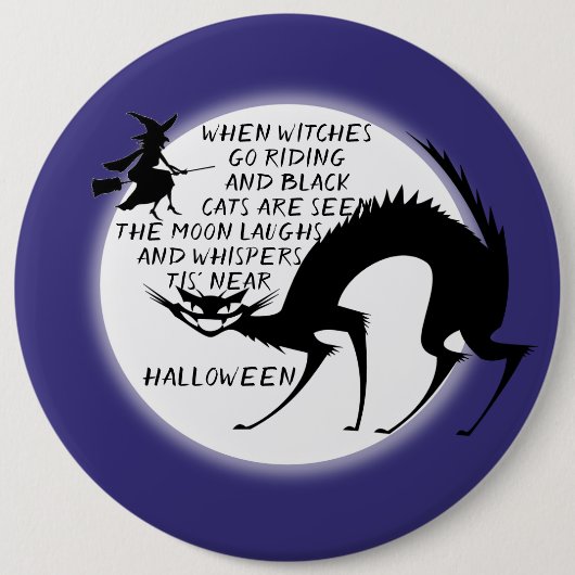Zitat von schwarzen Katzen und Hexen Button (Vorderseite)