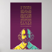 Zitat von Shakespeare: Die ganze Welt ist eine Büh Poster (Vorne)