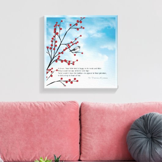 Zitat von St. Therese Birds Cloud Branch Berries Leinwanddruck (Insitu (Wohnzimmer))