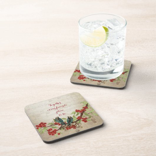 Zitat von Vintagen Aquamarinen Vogelarten, Rote Fl Untersetzer (Rechte Seite)