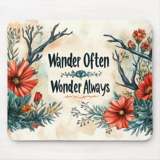 Zitat: Wander oft, wundern Sie sich immer Mousepad (Vorne)