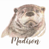 Zitat Wasserfarbe Otter Tier Individuelle Name Aufkleber (Vorderseite)