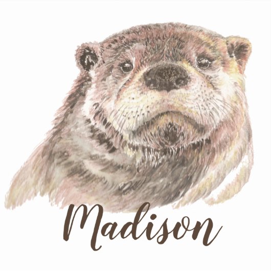 Zitat Wasserfarbe Otter Tier Individuelle Name Aufkleber (Vorderseite)