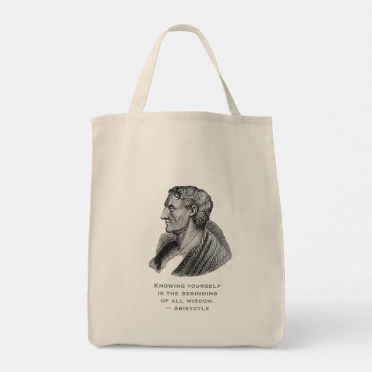 Zitat Wissen Sie selbst Philosoph Aristoteles Tragetasche (Rückseite)