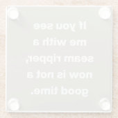 Zitat zu den lustigen Quilterproblemen in Taupe Glasuntersetzer (Rückseite)