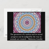 Zitat zu den Tierrechten: Mahatma Gandhi Postkarte (Vorne/Hinten)