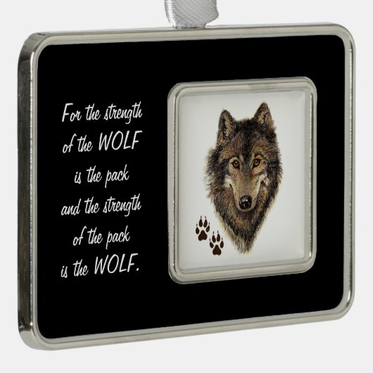 Zitat zu Familienpaketen Wolf Leiter Tierart Rahmen-Ornament Silber (Rechts)