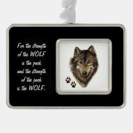 Zitat zu Familienpaketen Wolf Leiter Tierart Rahmen-Ornament Silber
