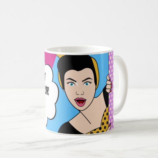 Zitat zu Frauenrechten im Pop Art Equal Women Righ Kaffeetasse (VorderseiteRechts)