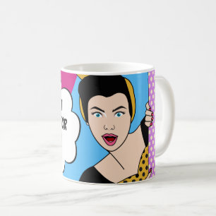 Zitat zu Frauenrechten im Retro-Pop Art Equal Wome Kaffeetasse