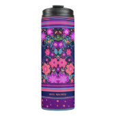 Zitat zu inspirierenden, Lila, blumengeschmückten  Thermosbecher (Vorderseite)