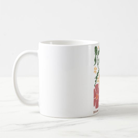 Zitat zu Retro-Boho-Blumenbefall Kaffeetasse (Links)