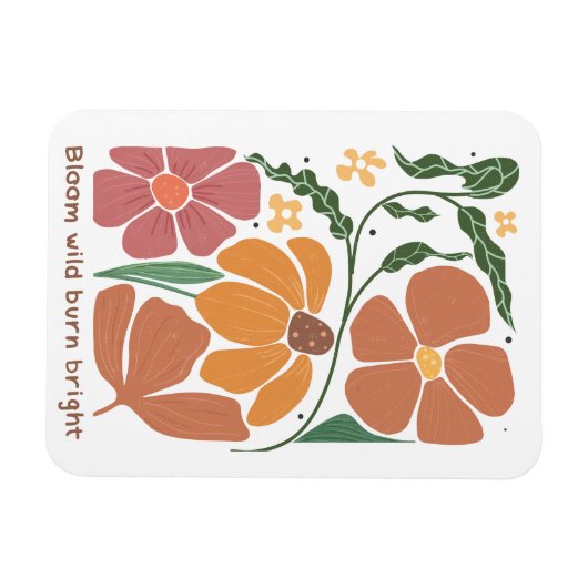 Zitat zu Retro-Boho-Blumenbefall Magnet (Horizontal)