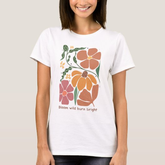 Zitat zu Retro-Boho-Blumenbefall T-Shirt (Vorderseite)