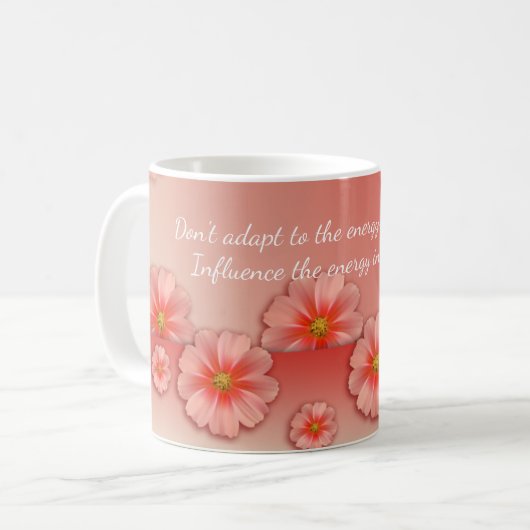 Zitat zu sanften Pfirsich- und rosa Blume Kaffeetasse (Vorderseite Links)