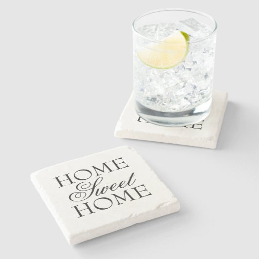 Zitat Zuhause Sweet Zuhause Schwarz und Weiß Steinuntersetzer (Seitenansicht)