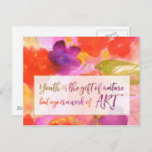 Zitat zum Älterwerden mit Abstrakter Kunst Postkarte (Vorne/Hinten)