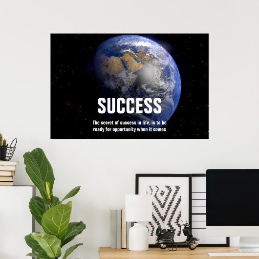 Zitat zum Erfolg der Erde aus dem Weltraum Poster (Heimbüro)