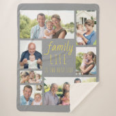 Zitat zum Familienleben Graues und gelbes Multi-Fo Sherpadecke (Vorderseite)