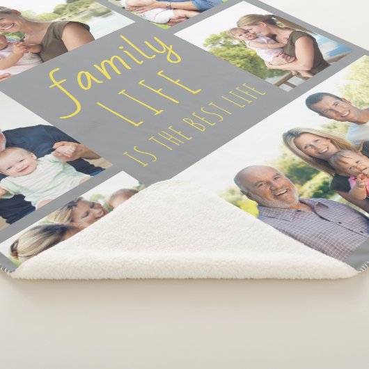 Zitat zum Familienleben Graues und gelbes Multi-Fo Sherpadecke (3/4)