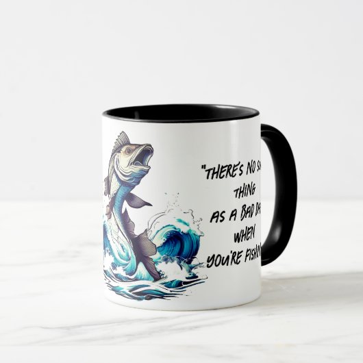 Zitat zum Fischfang Tasse (VorderseiteRechts)