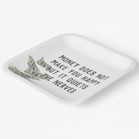 Zitat zum Glück des Geldes Pappteller (Gewinkelt)