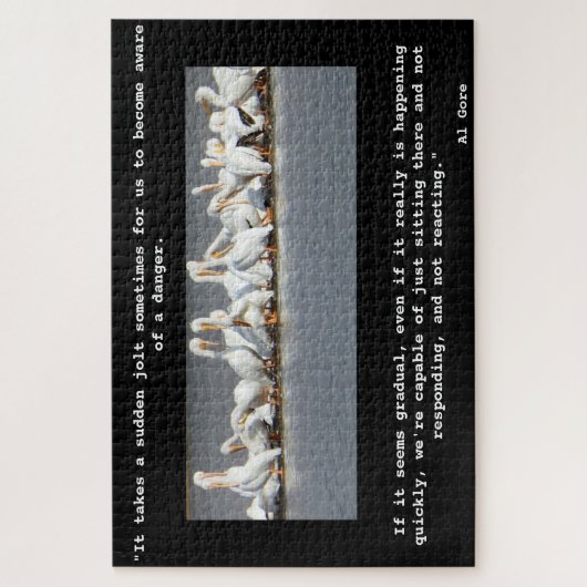 Zitat zum Klimawandel, Schleuse Pelikane Puzzle (Vertikal)