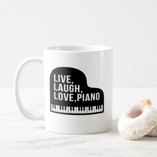 Zitat zum Live-Laugh-Liebe-Piano-Pianist Kaffeetasse (Mit Donut)