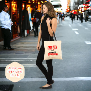 Zitat zum Thema "Liebe - Feiertage - Rote Typograf Tragetasche