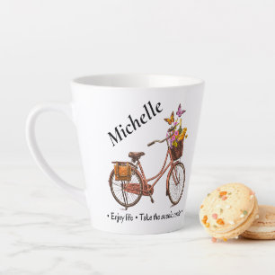 Zitat zum Vintage-Fahrrad Milchtasse