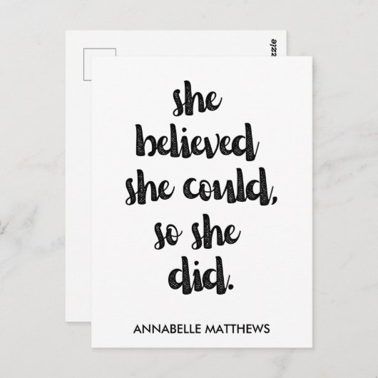 Zitat zum weiblichen Power Postkarte (Vorne/Hinten)