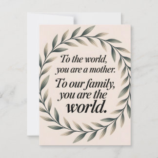 Zitat zum "World to Our Family Mother's Day Leaf W Postkarte