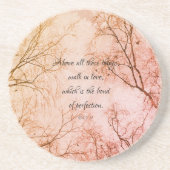 Zitat zur biblischen Liebe Getränkeuntersetzer (Vorne)