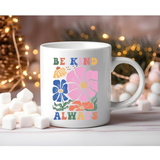 Zitat zur Blumenmotivation von Retro Boho - Seien Kaffeetasse