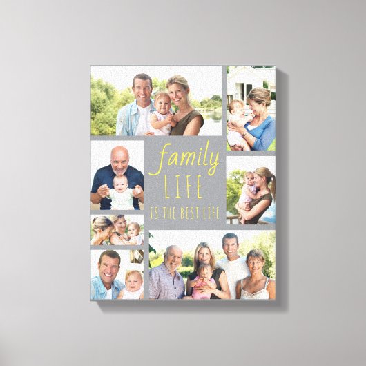 Zitat zur Familienlebensdauer 7 Fotocollage grau u Leinwanddruck (Vorderseite)