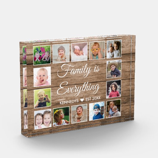 Zitat zur Familienname für rustikales Holz 14 Bild Fotoblock (Links)