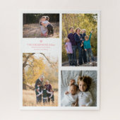 Zitat zur Familienstärke und vier Fotocollagen der Puzzle (Vertikal)