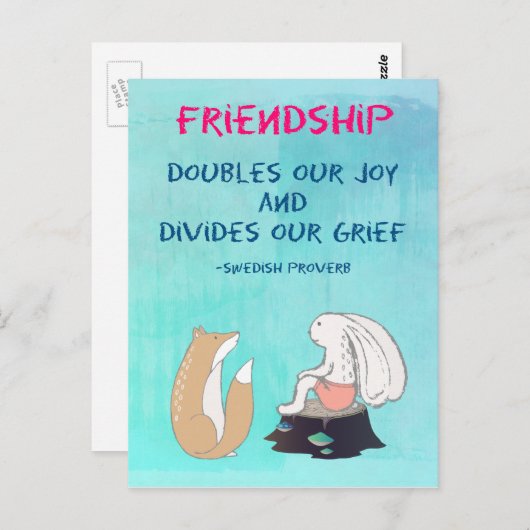 Zitat zur InspirationCute-Tierskizze Postkarte (Vorne/Hinten)