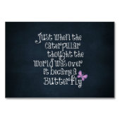 Zitat zur inspirierenden Raupe Tischnummer (Rückseite)