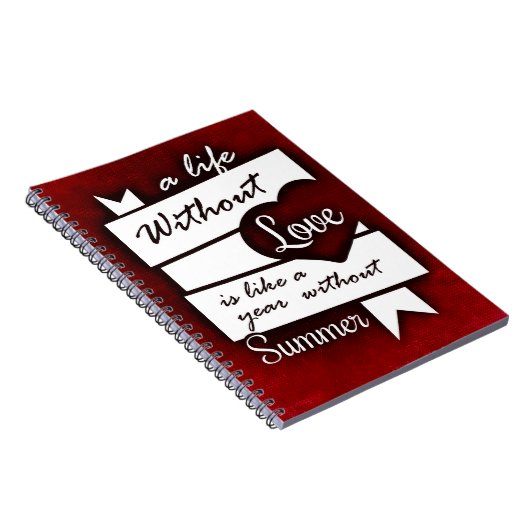 Zitat zur Liebe auf einem roten Hintergrund Notizblock (Rechte Seite)