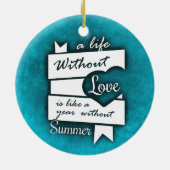 Zitat zur Liebe auf Türkis Keramik Ornament (Hinten)