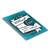 Zitat zur Liebe auf Türkis Notizblock (Rechte Seite)